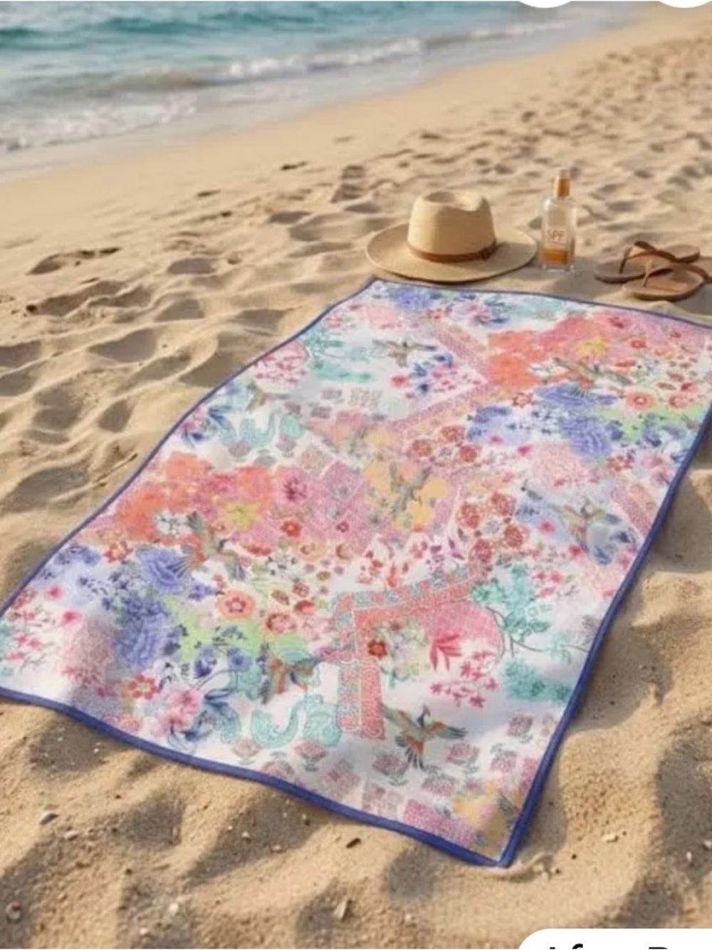 Johnny Was Pastel Floral Beach Blanket Multicolor